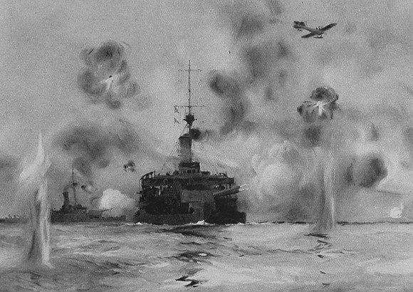 Shelling German Land Batteries Near Nieuport