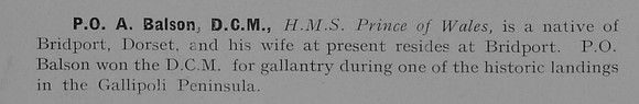 Balson A PO DCM HMS Prince Of Wales Royal Navy 1