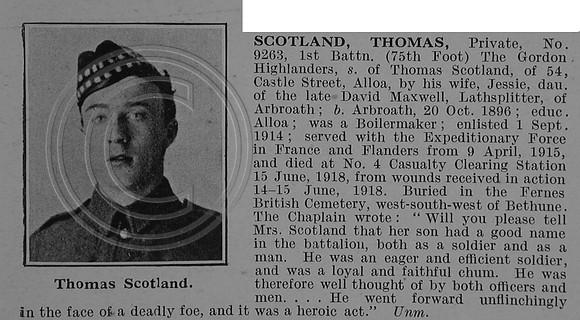 Scotland T Pte 9263 1st Gordon Highlanders Obit De Ruvignys Roll Of Honour Vol 4