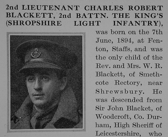 Blackett C R 2nd Lt 2nd Shropshire Light Infantry Obit Part 1 The Bond Of Sacrifice Vol 2