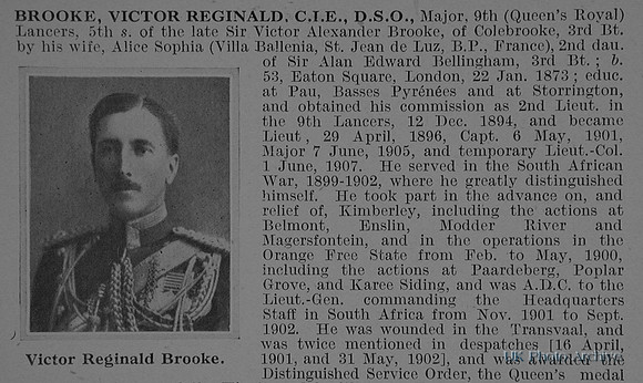 Brooke V R Major CIE DSO 9th Lancers Obituary Part 1 De Ruvignys Roll Of Honour Vol 1