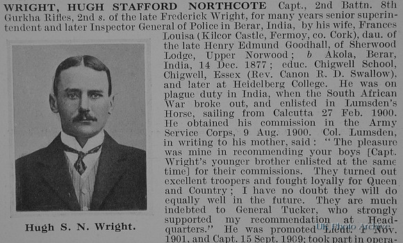 Wright H S N Captain Indian Army Obit Part 1 De Ruvignys Roll Of Honour