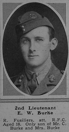 Burke E W 2nd Lt Royal Flying Corps The Sphere 16th Dec 1916