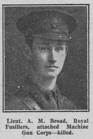 Broad A M Lt 15th Royal Fusiliers Attd MGC The Graphic 21st July 1916