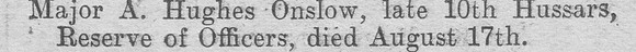 Hughes-Onslow A Major 10th Hussars CaptionThe Graphic 20th Aug 1914