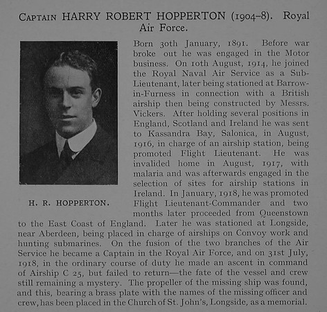 Hopperton H R Captain Royal Air Force Obit Dulwich College Roll Of Honour