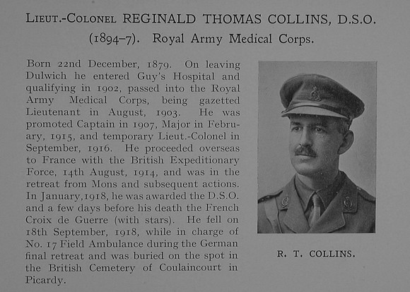 Collins R T Lt Col DSO RAMC Obit Dulwich College Roll Of Honour