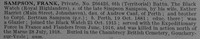 Sampson F Pte 266426 6th Black Watch Obit De Ruvignys Roll Of Honour Vol 4