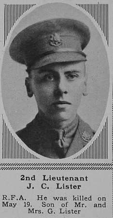 Lister J C 2nd Lt RFA The Sphere 14th July 1917