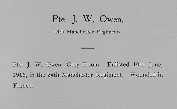 Owen J W Pte 24th Manchester Regiment Record William Graham Co Roll Of Honour