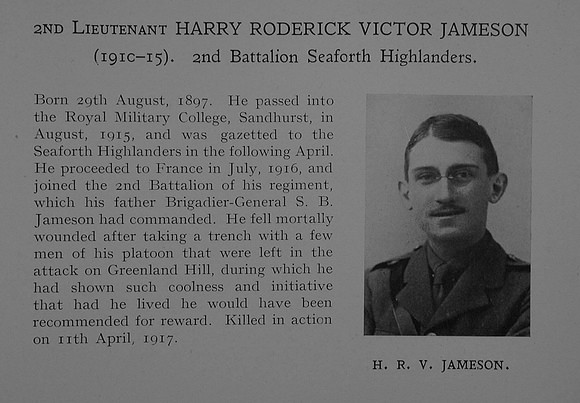 Jameson H R V 2nd Lt 2nd Seaforth Highlanders Obit Dulwich College Roll Of Honour