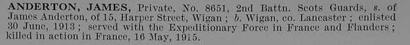 Anderton J Pte 8651 2nd Scots Guards Obit