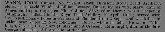 Wann J Gnr 227470 Royal Field Artillery Obit De Ruvignys Roll Of Honour Vol 4