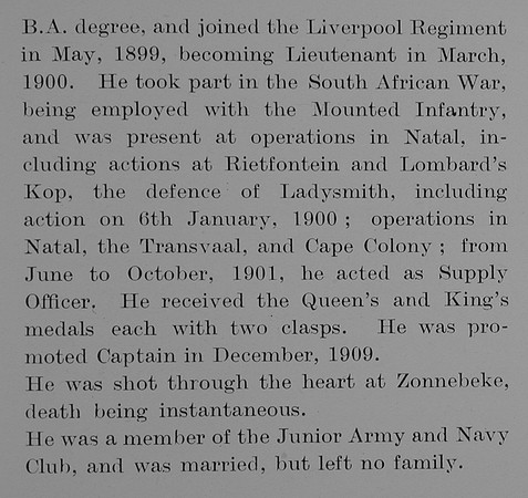 Batten J H S Captain 1st Kings Liverpool Regiment Obit Part 2 The Bond Of Sacrifice Vol 1