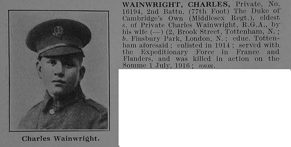 Wainwright C Pte 16194 2nd Middlesex Regiment Obit De Ruvignys Roll Of Honour Vol 3