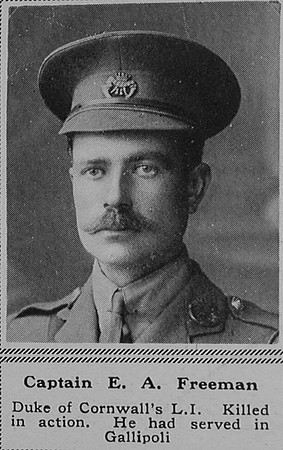 Freeman E A Captain 9th Attd 6th Duke of Cornwall's Light Infantry The Sphere 28th Oct 1916