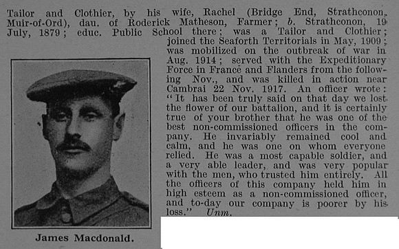 MacDonald J Sergt 204806 4th Seaforth Highlanders Obit Part 2 De Ruvignys Roll Of Honour Vol 4
