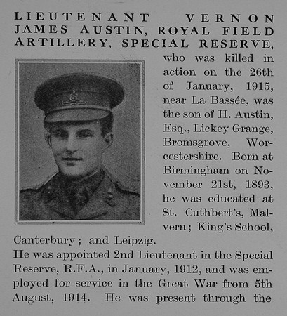 Austin V J Lt Royal Field Artillery Obit Part 1 The Bond Of Sacrifice Vol 2