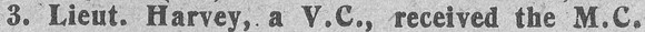 Harvey Lt VC MC Caption The Graphic 11th July 1918