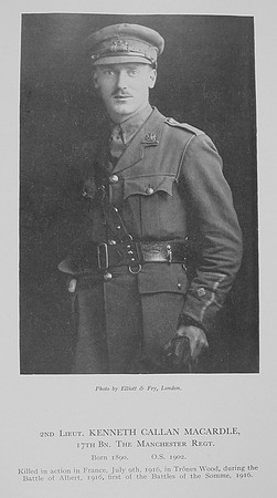 Macardle K C 2nd Lt 17th Manchester Regiment