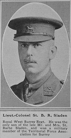 Sladen St B R Lt Col R West Surrey Regt The Sphere 20th Apr 1918