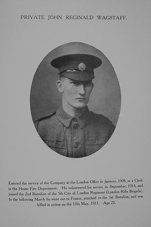 Wagstaff J R Pte 779 5th London Regiment Northern Assurance Co War Record