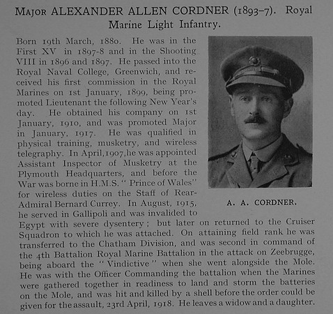 Cordner A A Major Royal Marine Light Infantry Obit Dulwich College Roll Of Honour