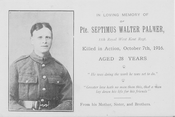 Palmer S W Pte 11th Royal West Kent Regiment