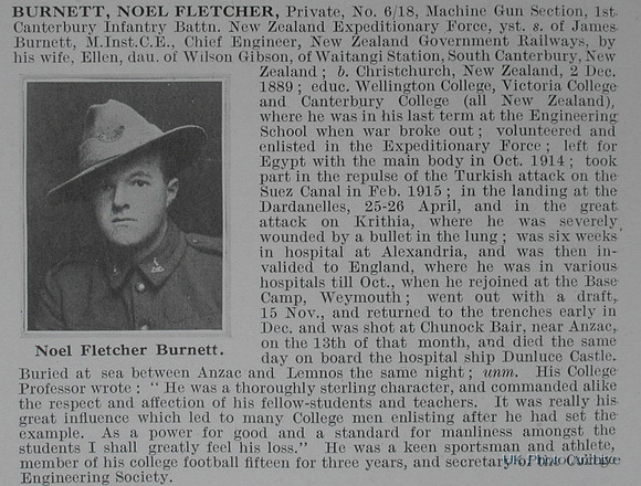 Burnett N F Pte 6-18 1st Canterbury Regiment, N.Z.E.F Obituary De Ruvignys Roll Of Honour Vol 1