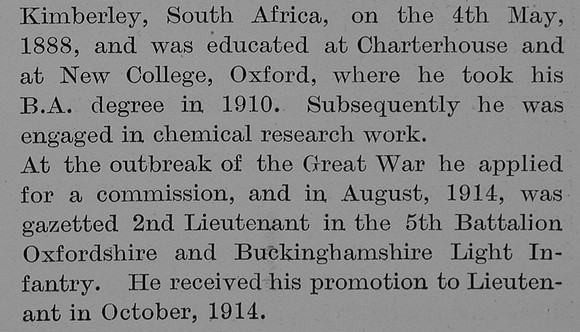 Berlein C M Lt 5th Oxford Bucks Light Infantry Obit Part 2 The Bond OfSacrifice Vol 2