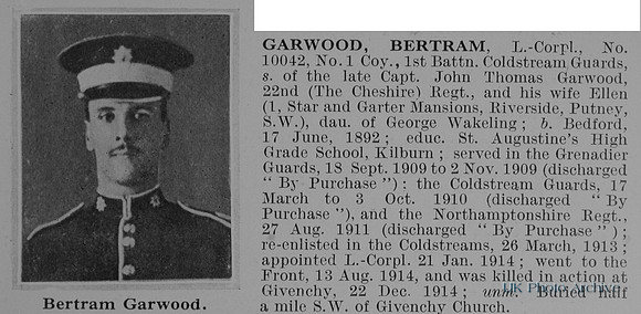Garwood B L/Cpl 10042 1st Coldstream Guards Obit