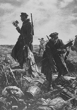 British Soldiers Clearing Debris After An Advance Into Enemy Territory