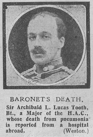 Lucas-Tooth A L Major Sir Honourable Artillery Company The Graphic 16th July 1918