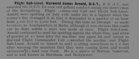 Arnold H J Flt Sub Lt DSO RNAS 1
