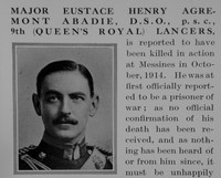 Abadie E H A Major DSO 9th Lancers Obit Part 1 Bond Of Sacrifice Vol 1