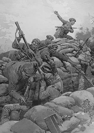 British Infantry Attacking A German Trench In France