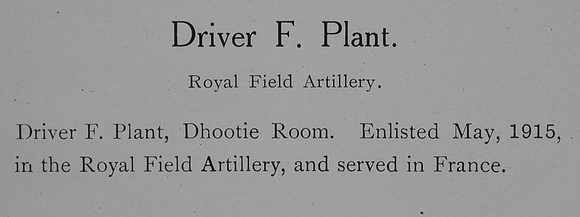 Plant F Dvr Royal Field Artillery Record William Graham Company