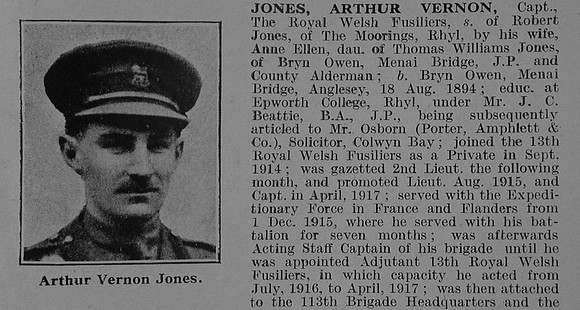 Jones A V Captain Royal Welsh Fusiliers Obit Part 1 De Ruvignys Roll Of Honour Vol 5