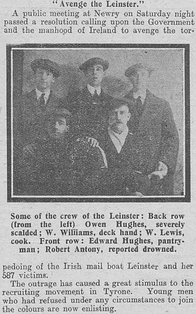 RMS Leinster Crew Members The Graphic 14th Oct 1918