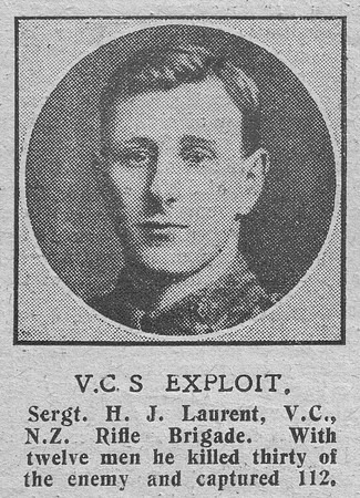 Laurent H J Sergt VC New Zealand Rifle Brigade The Graphic 19th Nov 1918