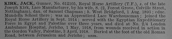 Kirk J Gnr 612105 Royal Horse Artillery Obiti De Ruvignys Roll Of Honour Vol 4