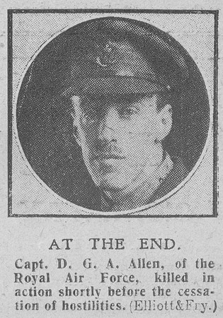 Allen D G A Captain Royal Air Force The Graphic 13th Nov 1918