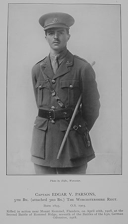 Parsons E V Captain 3rd Worcestershire Regiment