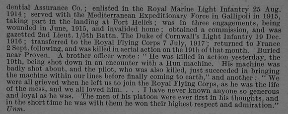 Wright F A 2nd Lt 5th Duke Of Cornwall's Light Infantry Obit Part 2 De Ruvignys Roll Of Honour Vol 4