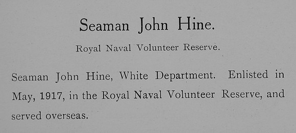 Hine J Seaman Royal Naval Volunteer Reserve Record William Graham Co Roll Of Honour