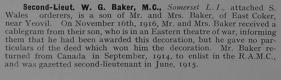Baker W G 2nd Lt MC Somerset Light Infantry 1