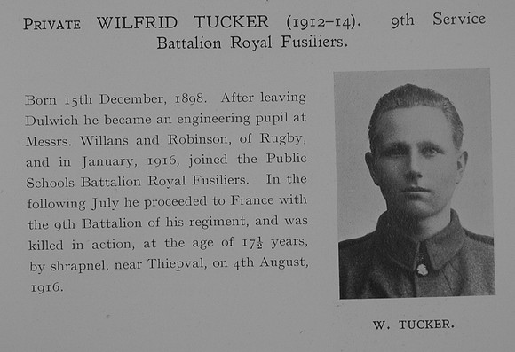 Tucker W Pte 9th Royal Fusiliers Obit Dulwich College Roll Of Honour