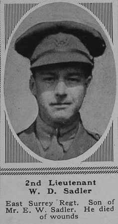 Sadler W D 2nd Lt East Surrey Regt The Sphere 6th Oct 1917