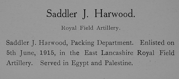 Harwood J Saddler Royal Field Artillery Record William Graham Company