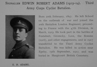 Adams E R Sig Army Cyclist Corps Obit Dulwich College Roll Of Honour